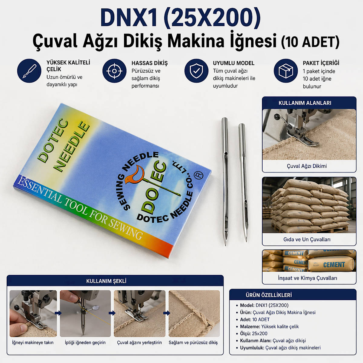 DNX1 (25X200) �uval A�z� Diki� Makina ��nesi (10 ADET)