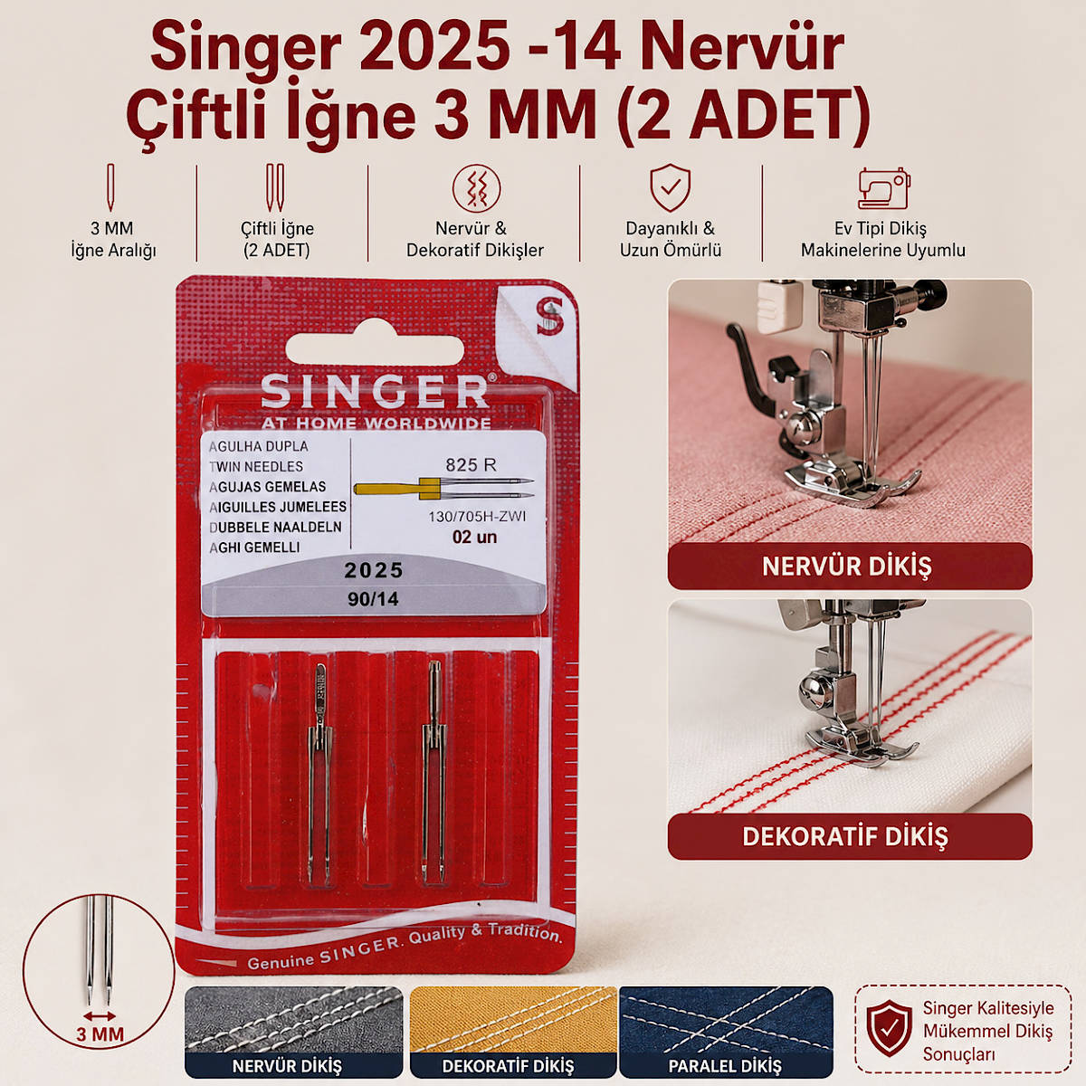 Singer 2025 -14 Nerv�r �iftli ��ne 3 MM (2 ADET)