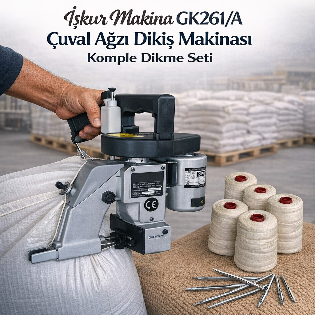 İşkur Makina Gk261/A Çuval Ağzı Dikiş Makinası Komple Dikme Seti