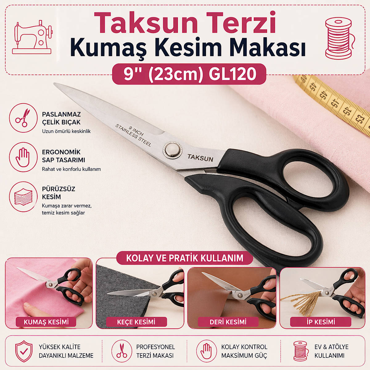 Taksun Terzi Kuma� Kesim Makas� 9\'\' (23cm) GL120