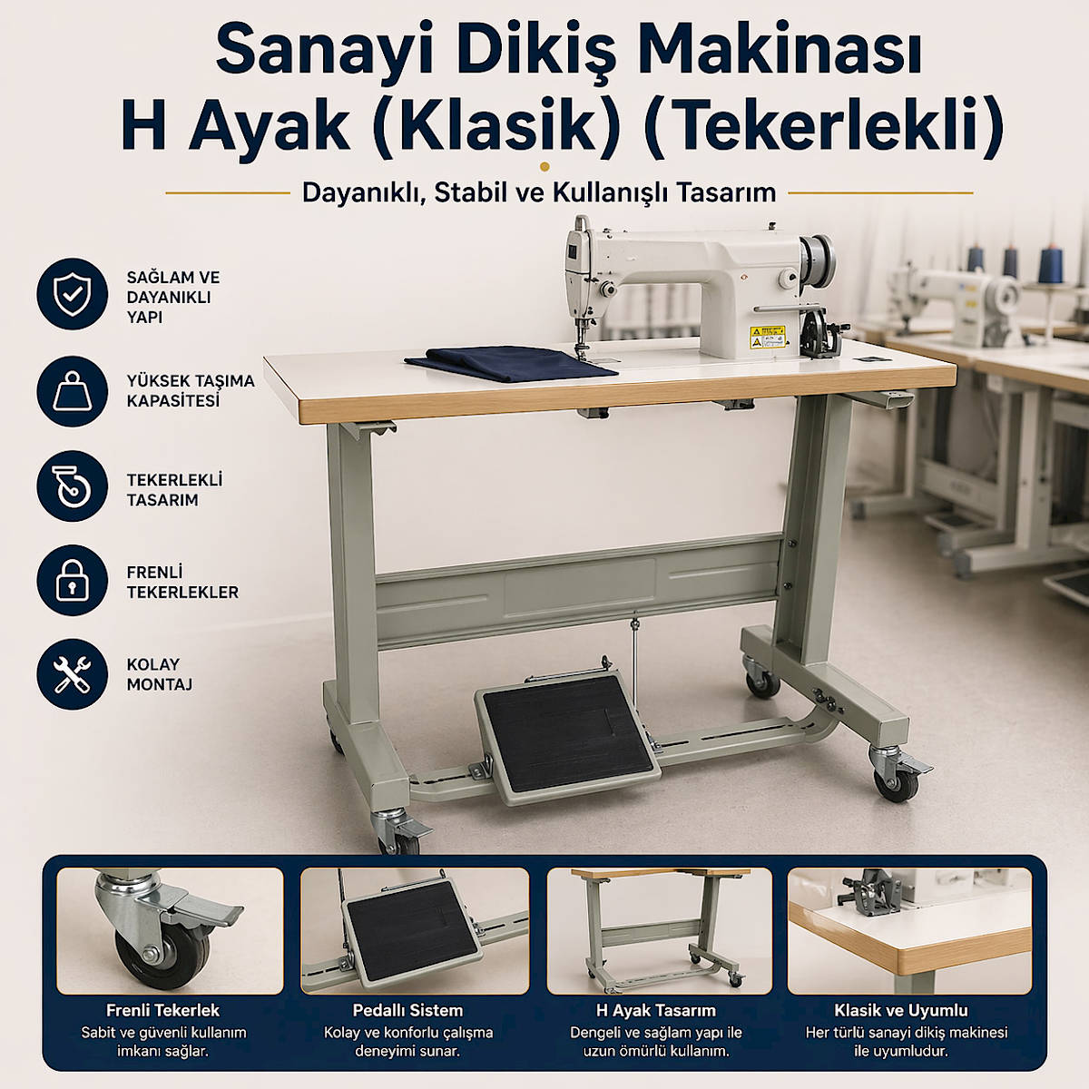 Sanayi Diki� Makinas� H Ayak (Klasik) (Tekerlekli)