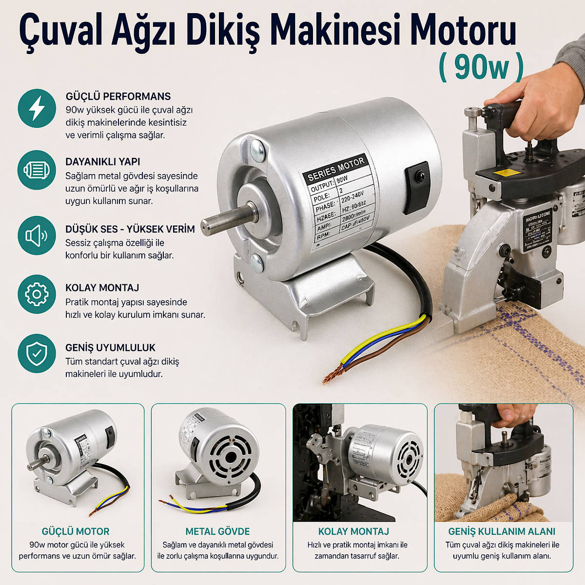 �uval A�z� Diki� Makinesi Motoru ( 90w )