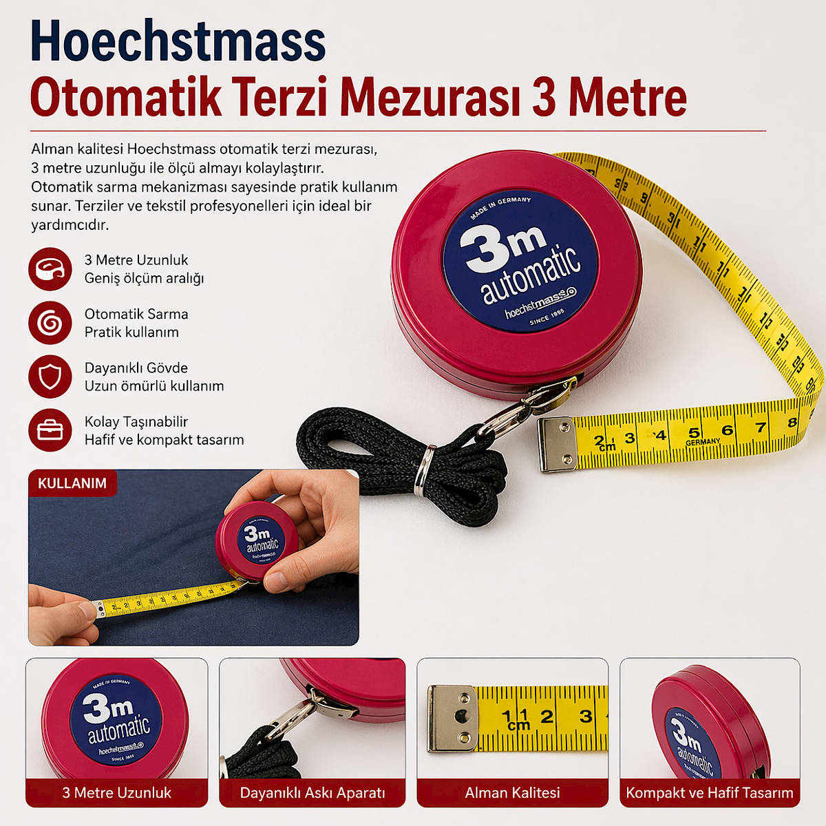Hoechstmass Otomatik Terzi Mezuras� 3 Metre