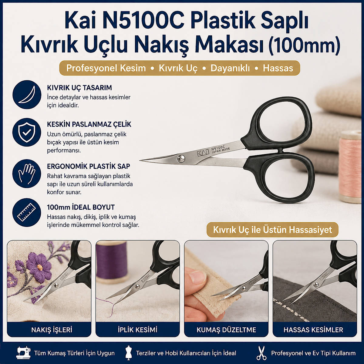 Kai N5100C Plastik Sapl� K�vr�k U�lu Nak�� Makas� (100mm)