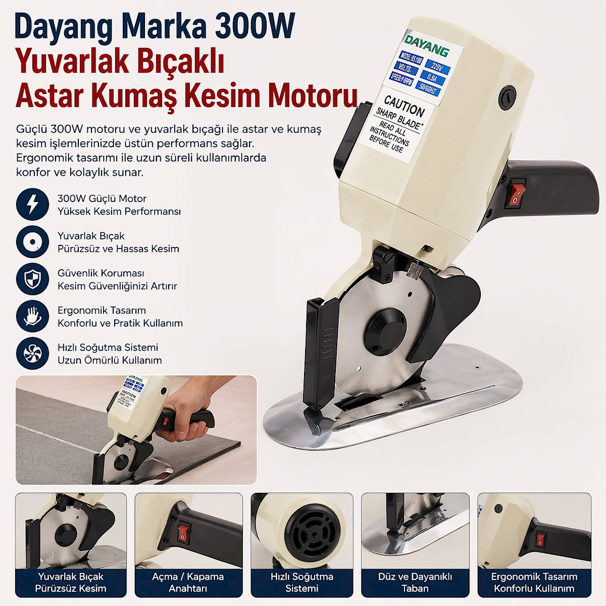 Dayang Marka 300W Yuvarlak B��akl� Astar Kuma� Kesim Motoru