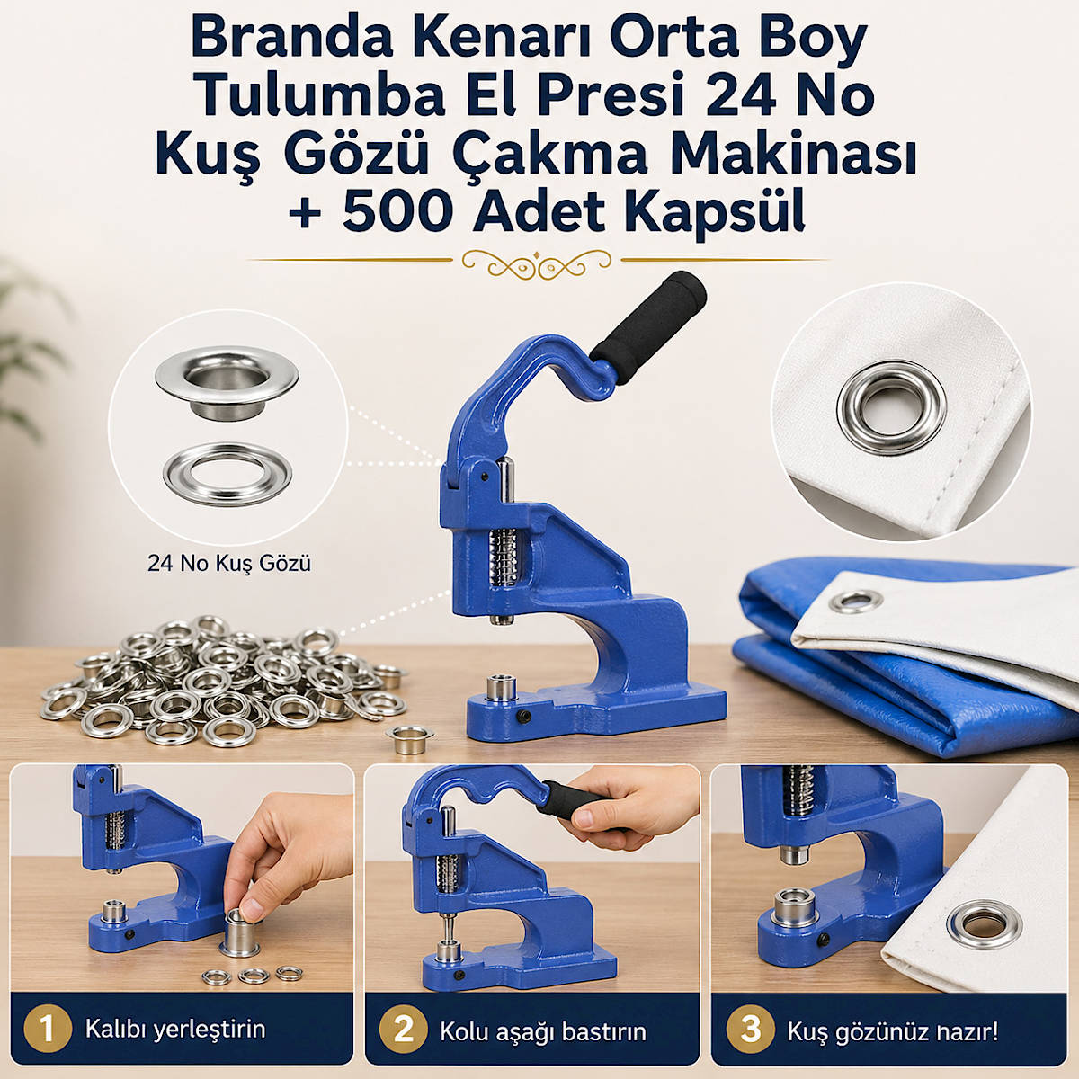 Branda Kenar� Orta Boy Tulumba El Presi 24 No Ku� G�z� �akma Makinas� + 500 Adet Kaps�l