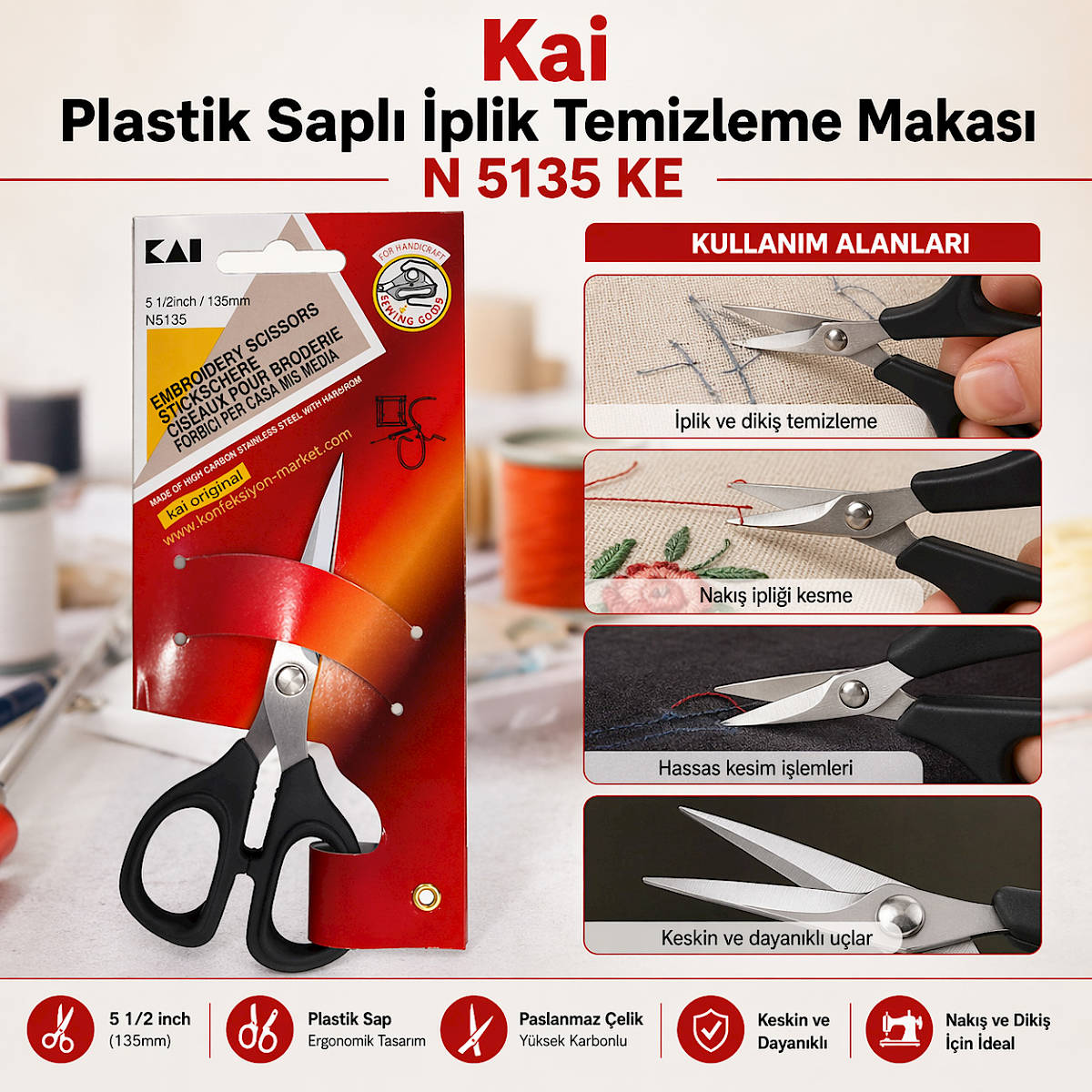 Kai Plastik Sapl� �plik Temizleme Makas� N 5135 KE