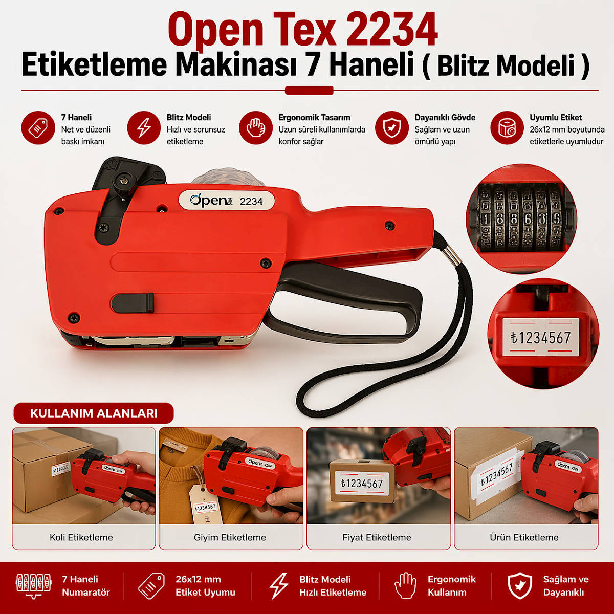 Open Tex 2234 Etiketleme Makinas� 7 Haneli ( Blitz Modeli )
