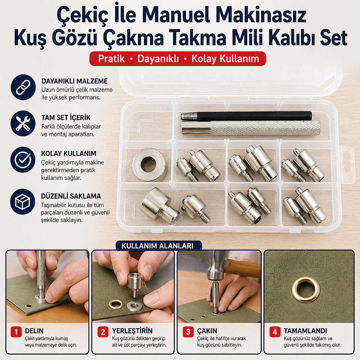 �eki� �le Manuel Makinas�z Ku� G�z� �akma Takma Mili Kal�b� Set