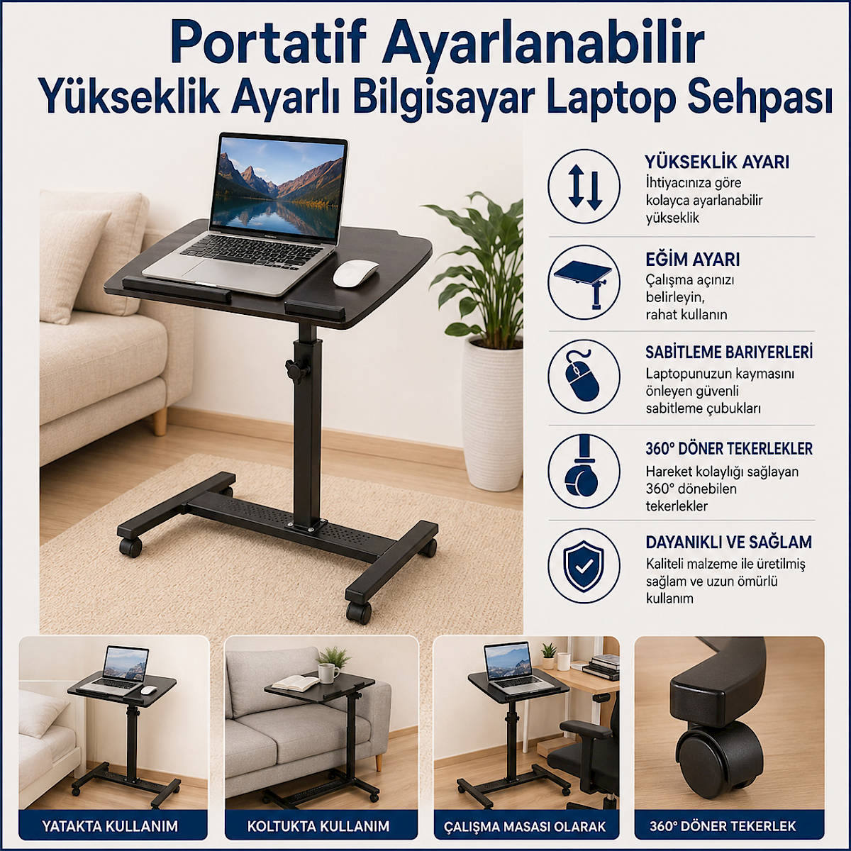  G�rsel 1 Portatif Ayarlanabilir Y�kseklik Ayarl� Bilgisayar Laptop Sehpas�