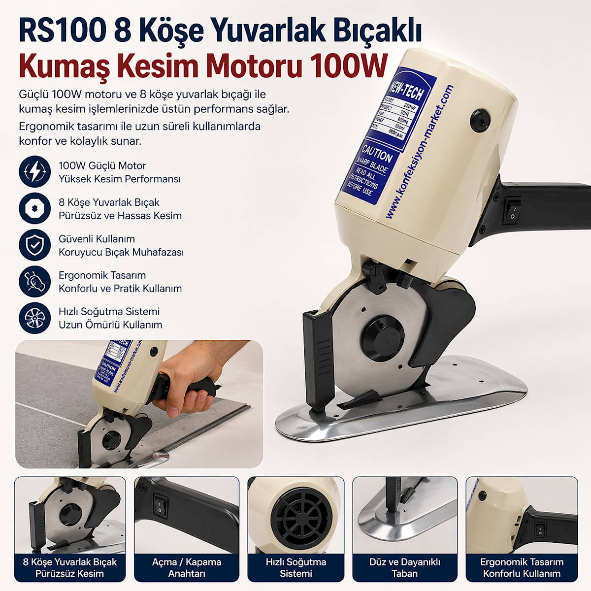 RS100 8 K��e Yuvarlak B��akl� Kuma� Kesim Motoru 100W