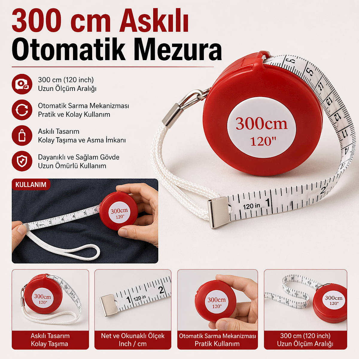 300 cm Ask�l� Otomatik Mezura