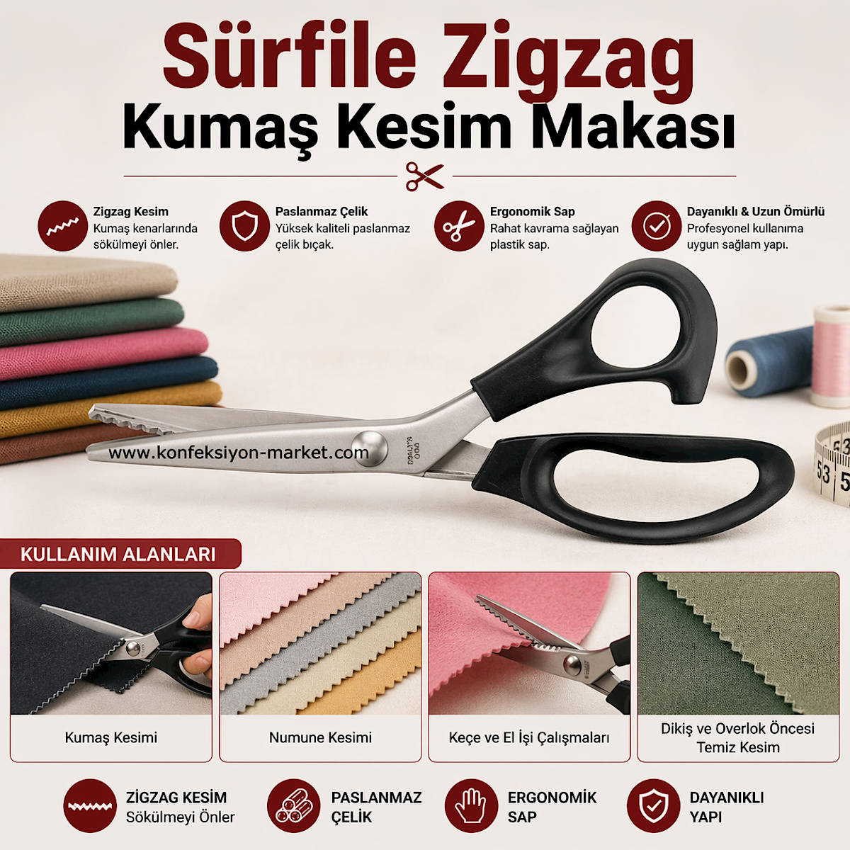 S�rfile Zigzag Kuma� Kesim Makas�