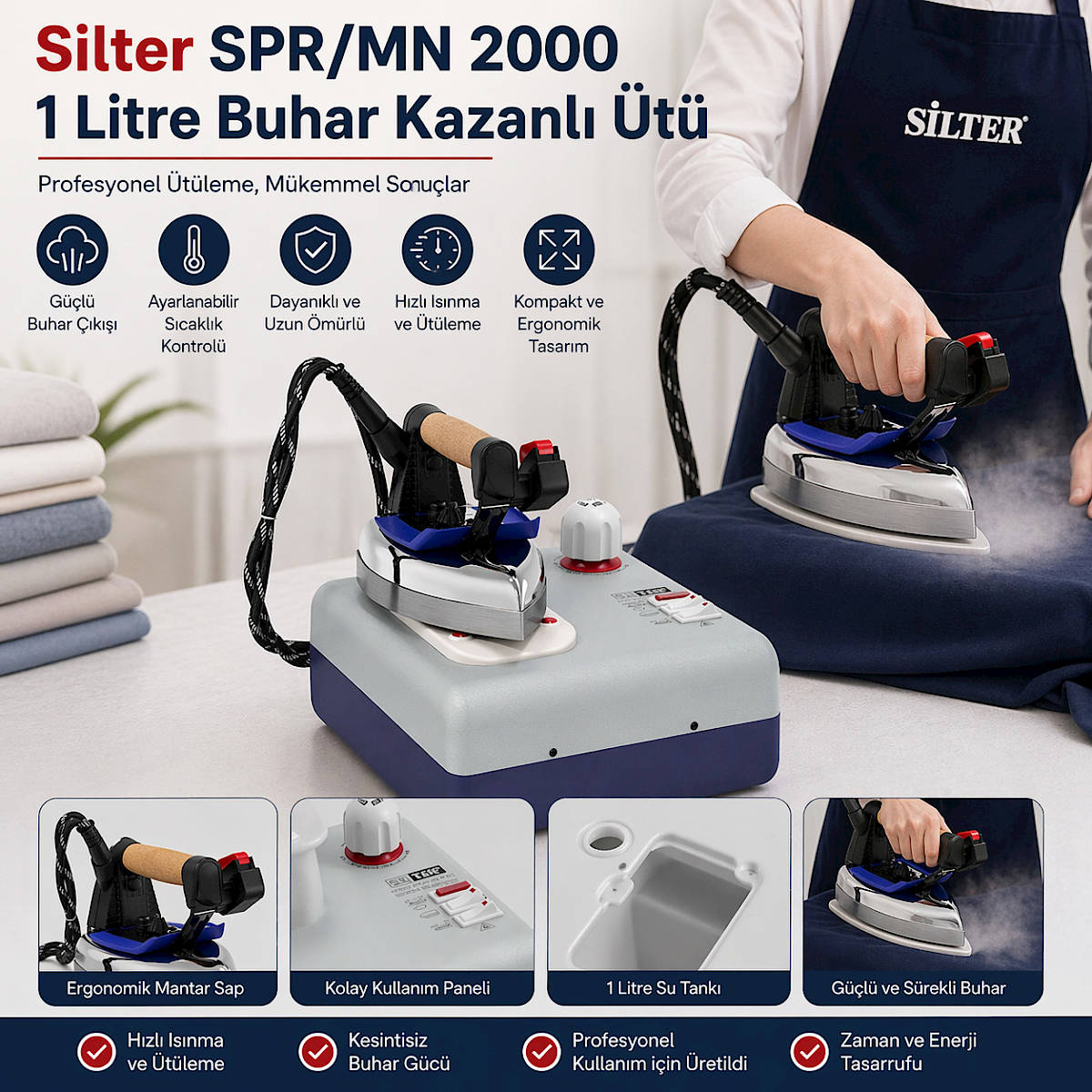 Silter SPR/MN 2000 1 Litre Buhar Kazanl� �t�