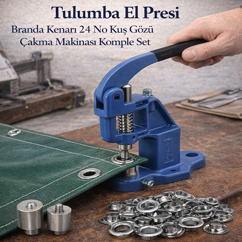 Tulumba El Presi Branda Kenarı 24 No Kuş Gözü Çakma Makinası Komple Set