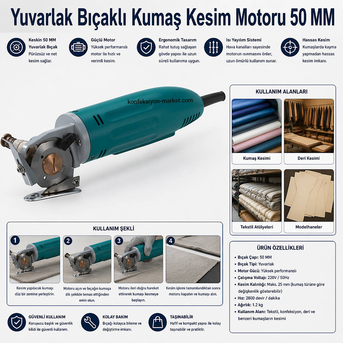 Yuvarlak B��akl� Kuma� Kesim Motoru 50 MM