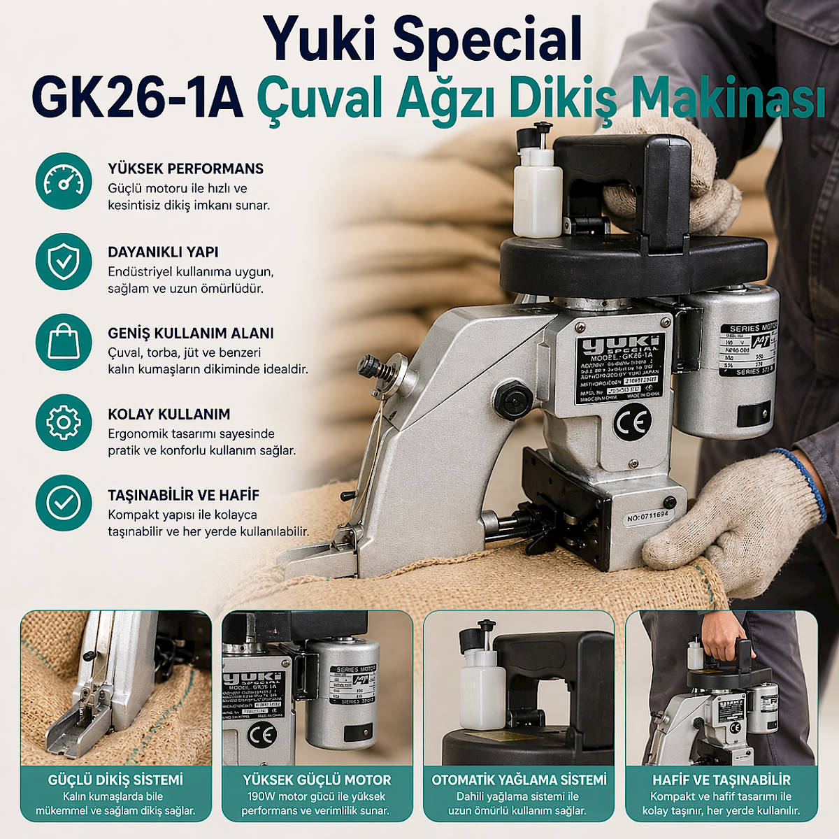 Yuki Special GK26-1A Çuval Ağzı Dikiş Makinası