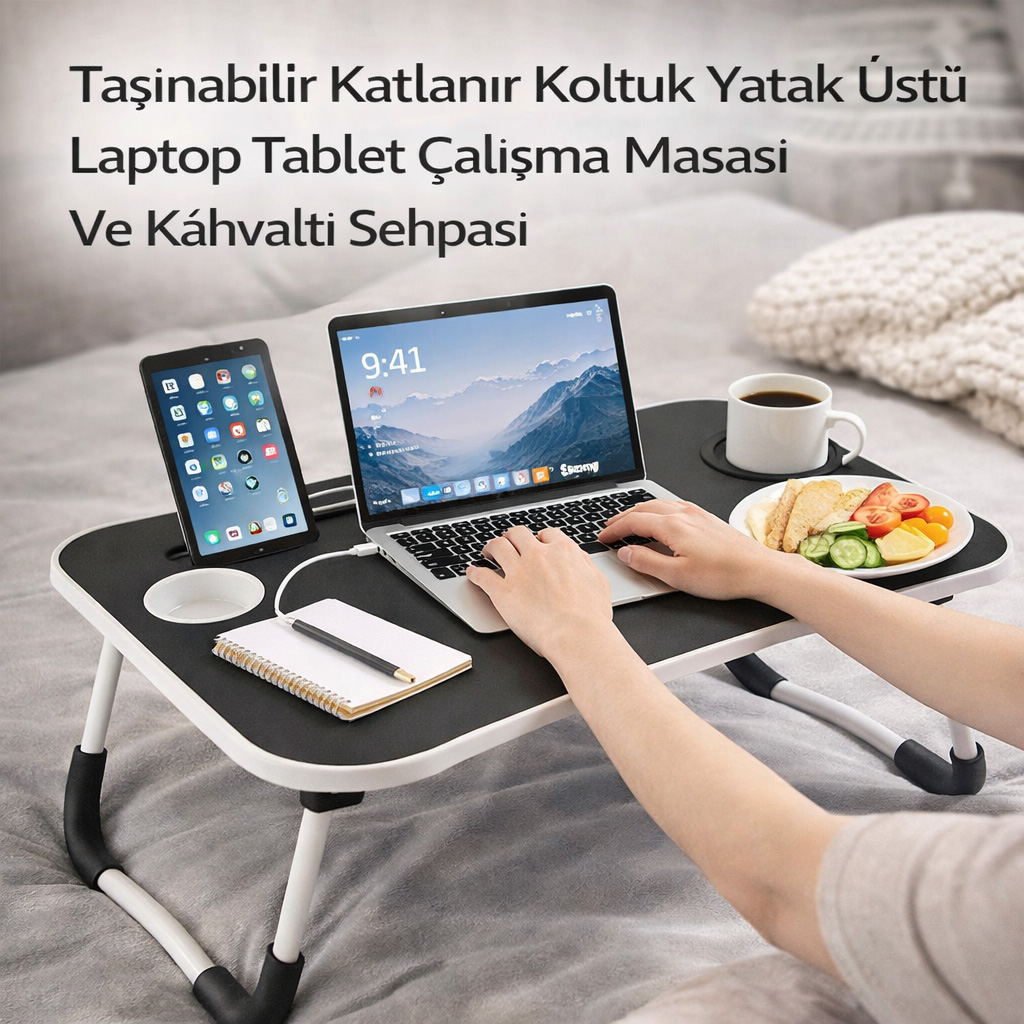 hs05 portat�if katlanabilir laptop sehpas� siyah beyaz