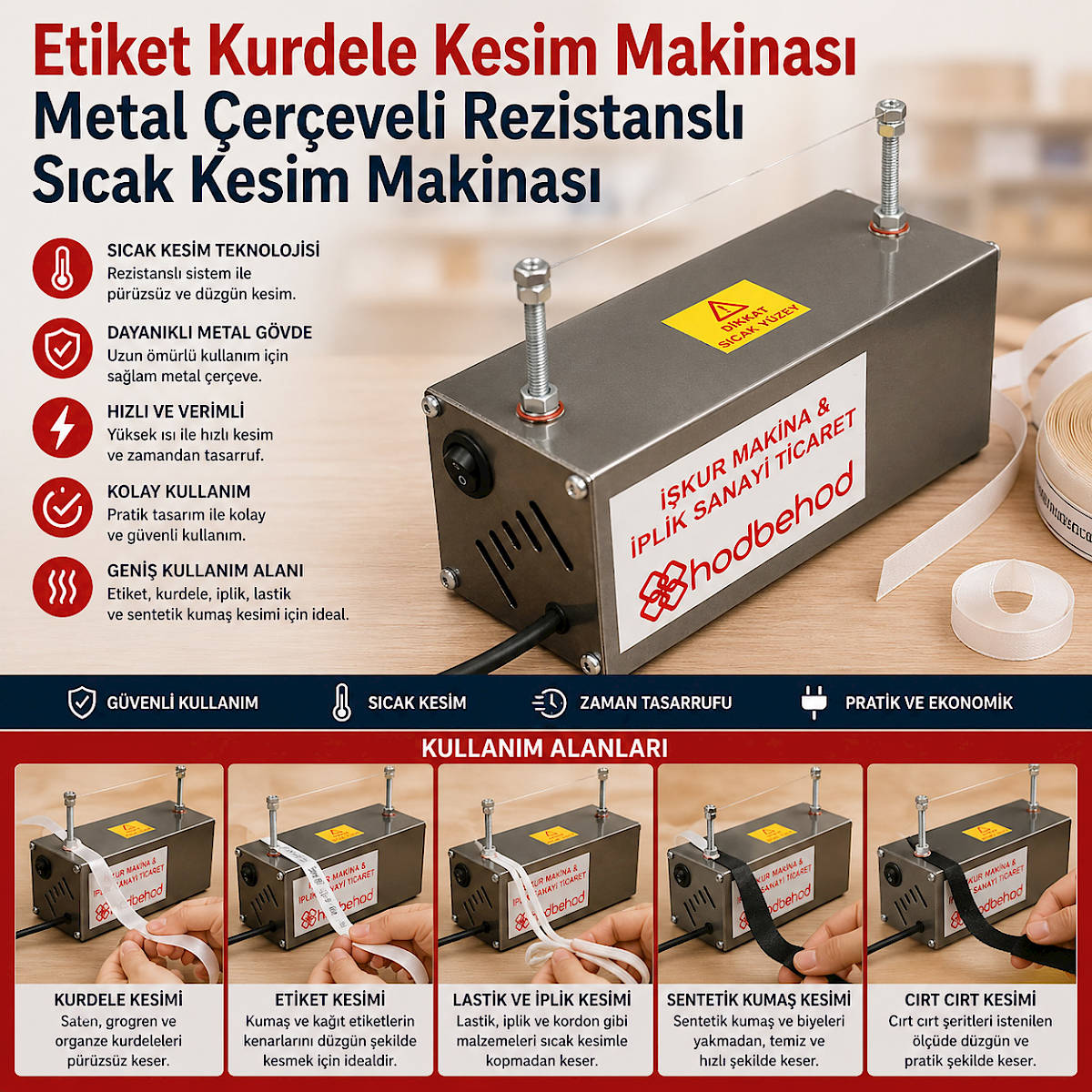 Etiket Kurdele Kesim Makinas� Metal �er�eveli Rezistansl� S�cak Kesim Makinas�