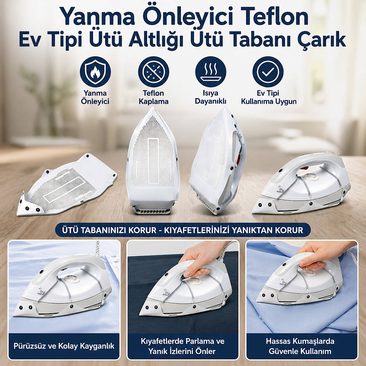Yanma �nleyici Teflon Ev Tipi �t� Altl��� �t� Taban� �ar�k