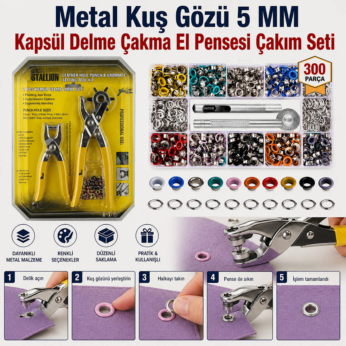 Metal Ku� G�z� 5 MM Kaps�l Delme �akma El Pensesi �ak�m Seti