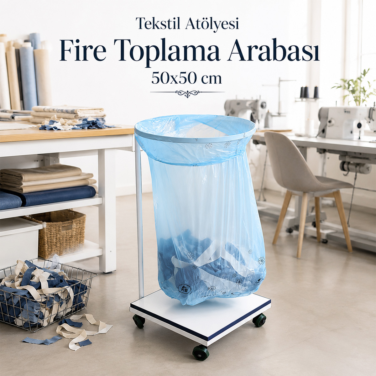 Tekstil At�lyesi Fire Toplama Arabas� 50x50 cm