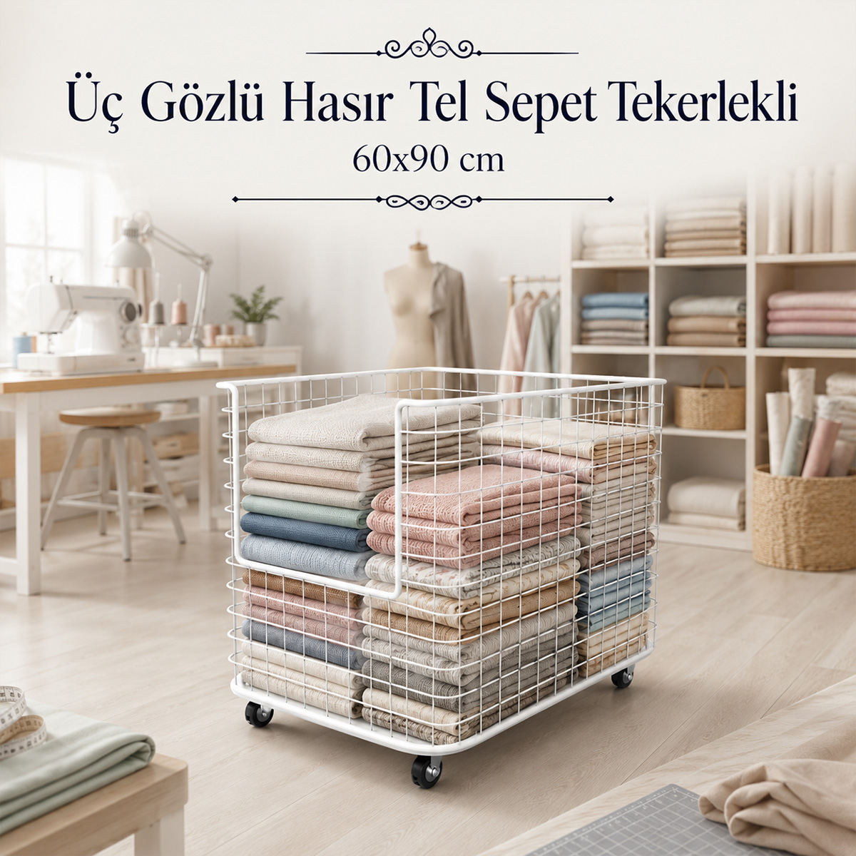 �� G�zl� Has�r Tel Sepet Tekerlekli 60x90 cm