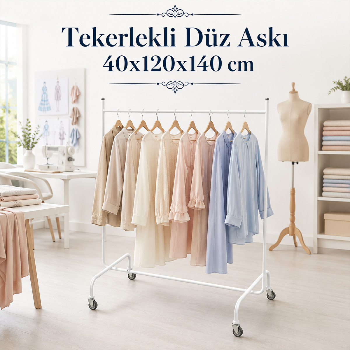 Tekerlekli D�z Ask� 40x120x140 cm