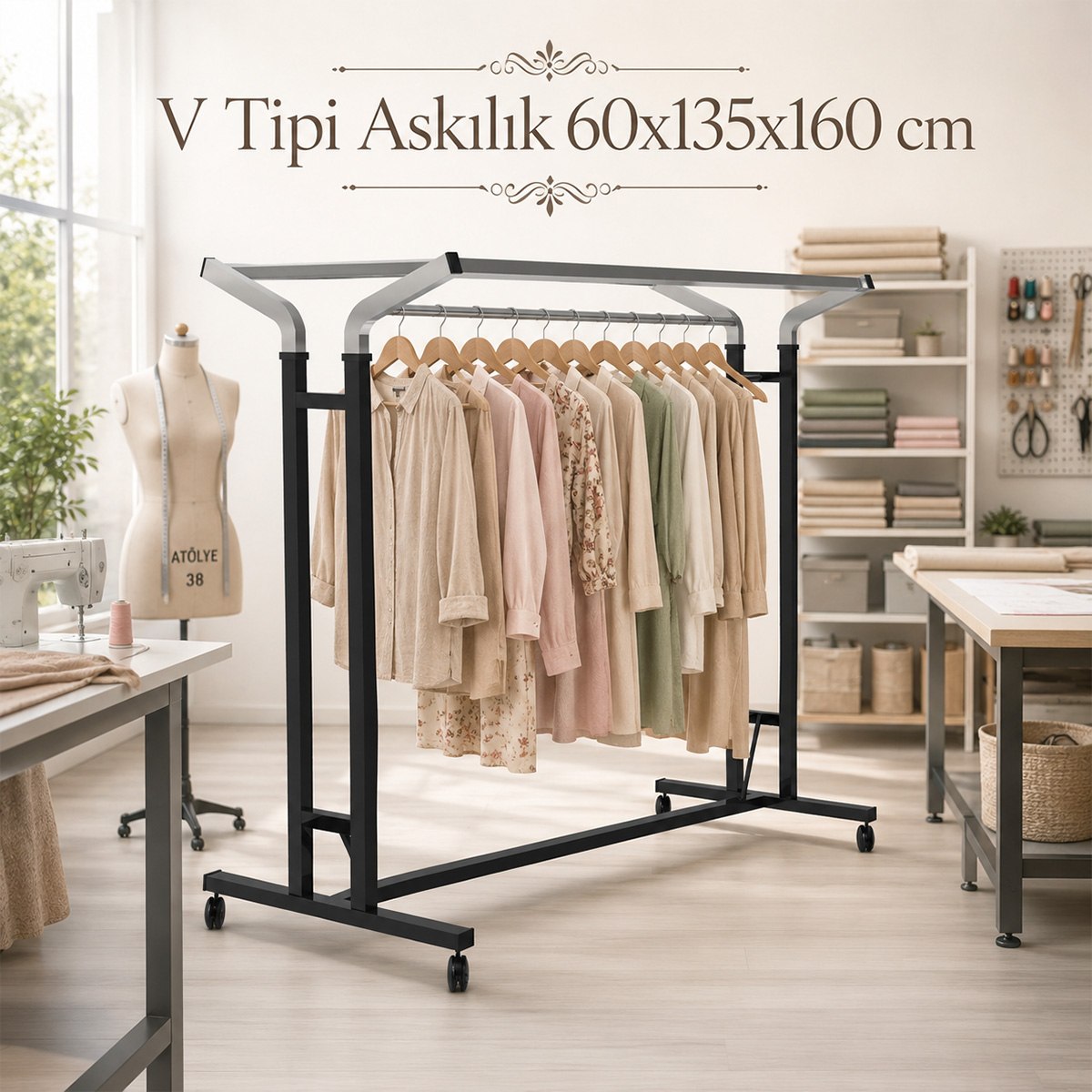 V Tipi Askılık 60x135x160 cm
