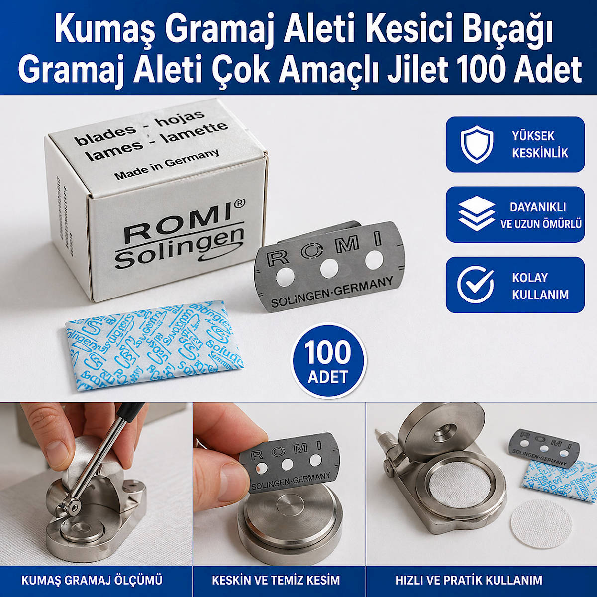 Kuma� Gramaj Aleti Kesici B��a�� Gramaj Aleti �ok Ama�l� Jilet 100 Adet