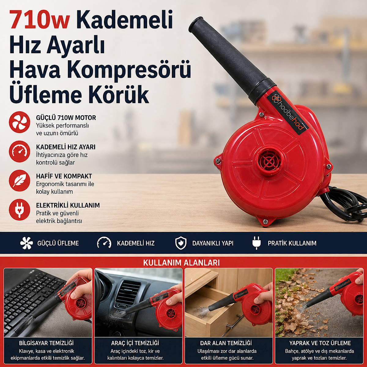 710w Kademeli H�z Ayarl� Hava Kompres�r� �fleme K�r�k
