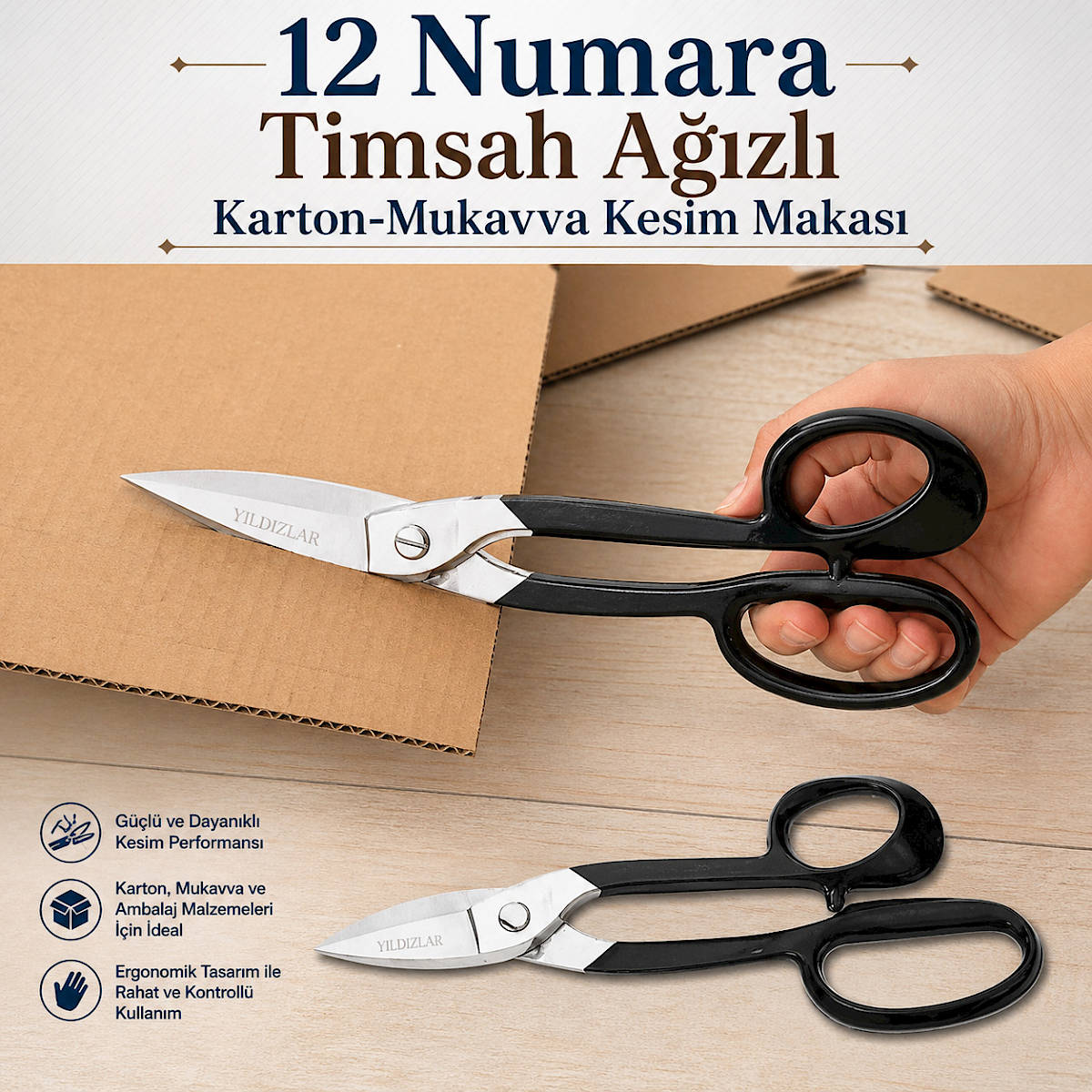 12 Numara Timsah A��zl� Karton-Mukavva Kesim Makas�