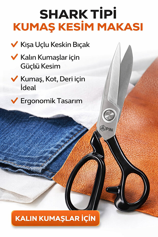 Shark Tipi Kumaş Kot Deri Kalın Kumaşlar İçin Kısa Uçlu Keskin Kesim Makası