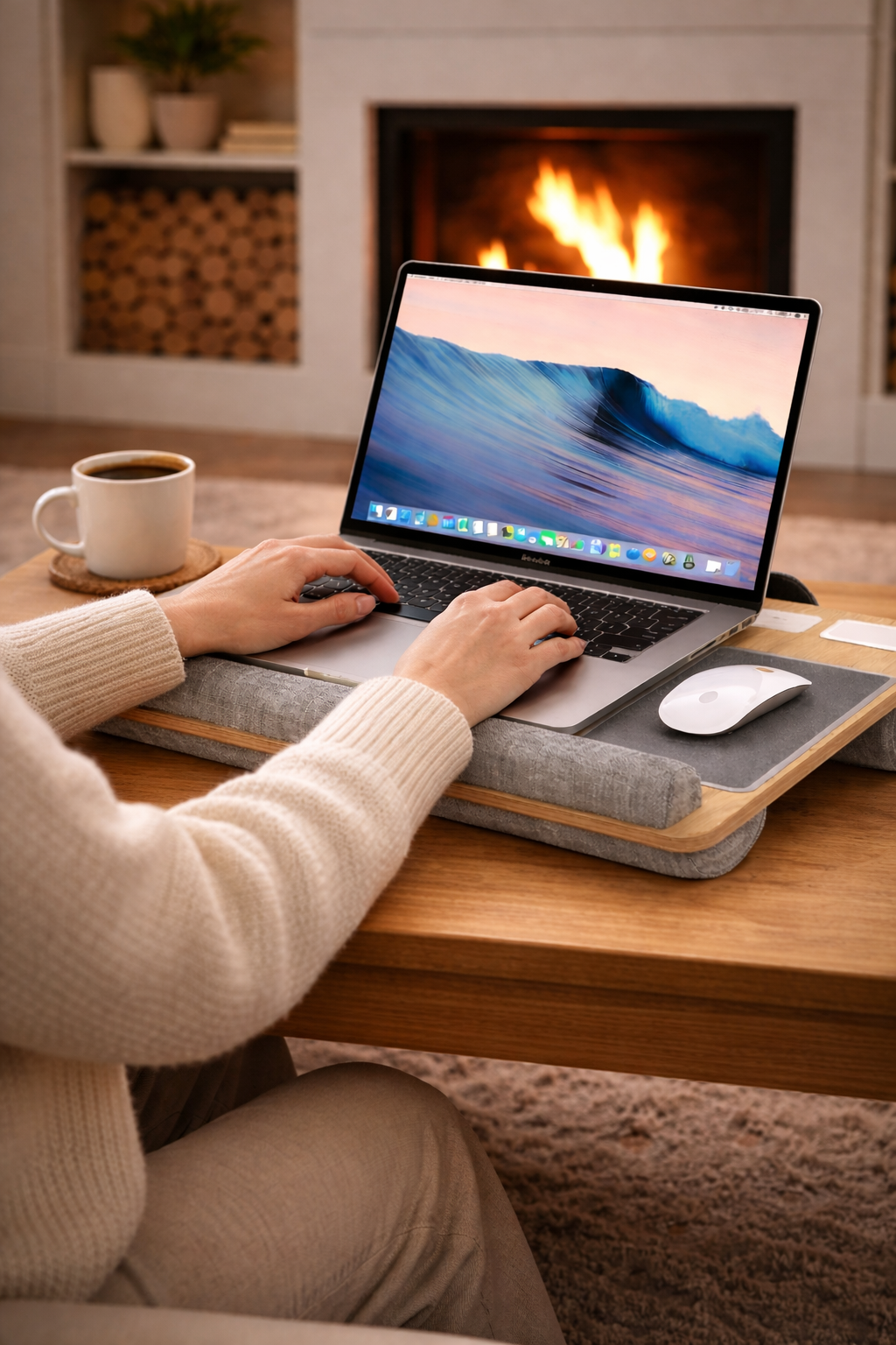 Portatif Laptop Sehpası Tablet Bölmeli Yastıklı Notebook Masası