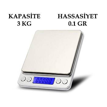 Dijital Elektronik Tanabilir Mutfak Terazi Tart Baskl 3 kg 0.1