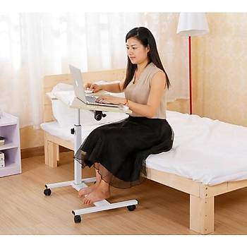Ykseklik ve Eim Ayarl Mouse Blmeli Tekerlekli Laptop Sehpas