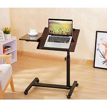 Ykseklik ve Eim Ayarl Mouse Blmeli Tekerlekli Laptop Sehpas