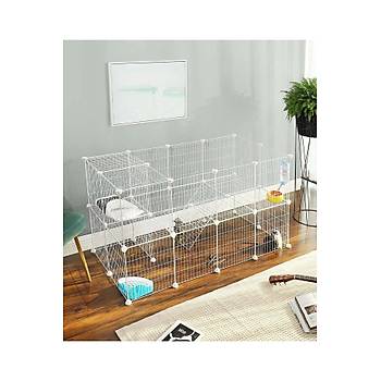 Hodbehod  36 Panel Beyaz Renk Evcil Kk Hayvan Kedi Kpek Ku Evi Kafesi Oyun Park Portatif Metal Tel