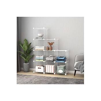 6 Blmeli Beyaz Portatif ok Amal Metal Tel Dolap Raf Kitaplk Organizer