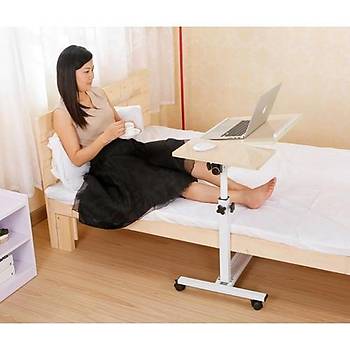Ykseklik ve Eim Ayarl Mouse Blmeli Tekerlekli Laptop Sehpas