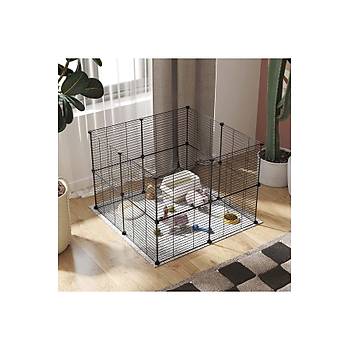 16 Panel Evcil Küçük Hayvan Kedi Köpek Kuş Evi Kafesi Oyun Parkı Portatif Taşınabilir Metal Tel