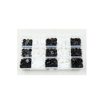 Plastik t t Takma El Pensesi Ve 100 Set Plastik Siyah Beyaz t t