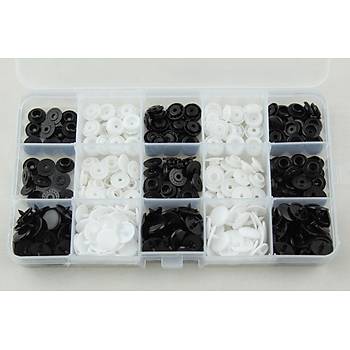 100 Set Plastik Siyah Beyaz Renk t t Dmesi ve effaf Saklama Kab