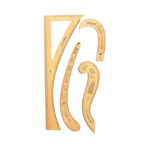 Kay�n Renk Frans�z 7 Par�a Modelist Kal�p �izim Seti � G�nye & Pistole / Pantolon, Ceket, Etek, Yaka