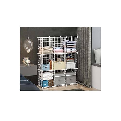 6 Blmeli Beyaz Portatif ok Amal Metal Tel Dolap Raf Kitaplk Organizer