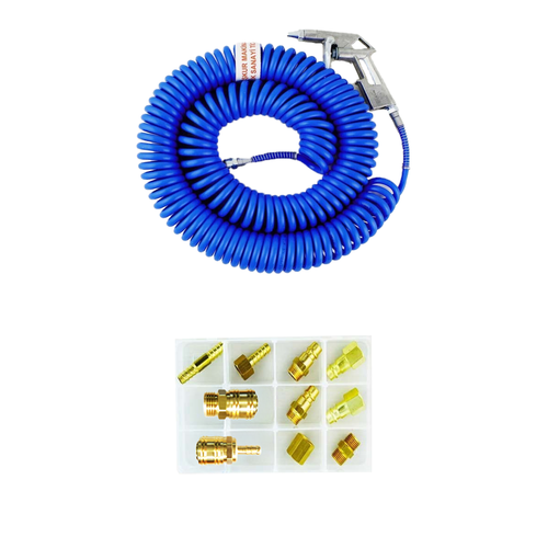 15 Metre Kompres�r Hava Hortumu Tabancas� Ve Ba�lant� U�lar�