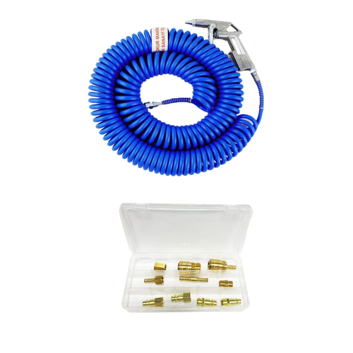 15 Metre Kompres�r Hava Hortumu Tabancas� Ve Ba�lant� U�lar�