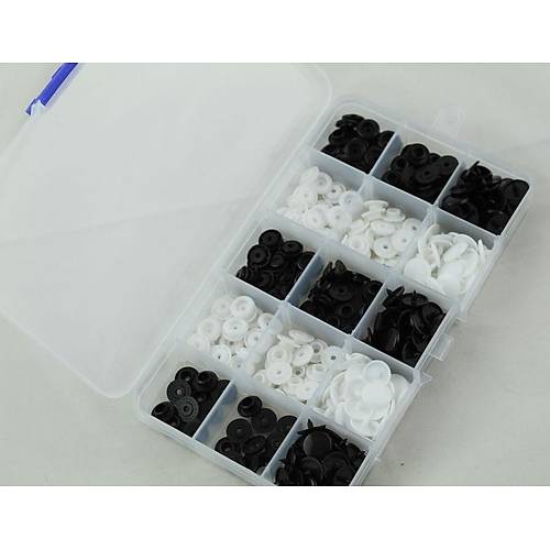 100 Set Plastik Siyah Beyaz Renk t t Dmesi ve effaf Saklama Kab