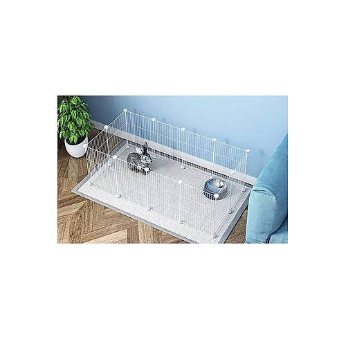 Hodbehod 12 Panel Metal Beyaz Renk Evcil Kk Hayvan Kedi Kpek Ku Evi Kafesi Oyun Park