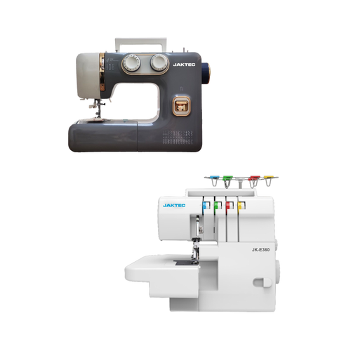 Jaktec A320 Diki Makinesi ve E360 4 plik Overlok Makinesi / Ev Tipi 2li Makine Seti